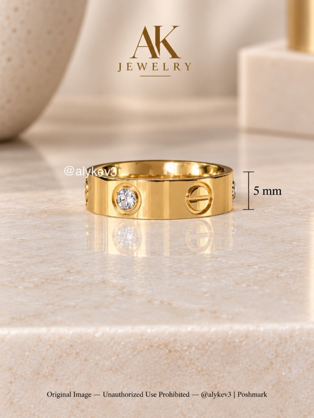 💎LUXURY 5mm MEDIUM WIDTH 18K Gold Plated 3 Pavé Crystal Accents | AK Jewelry™